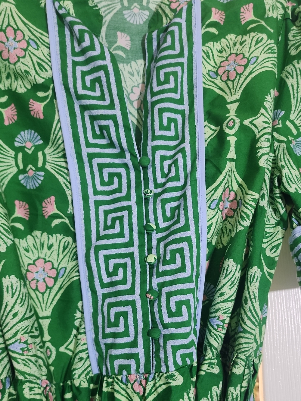 Crown And Ivy Green And Blue Print Dress Size L - Picture 3 of 12